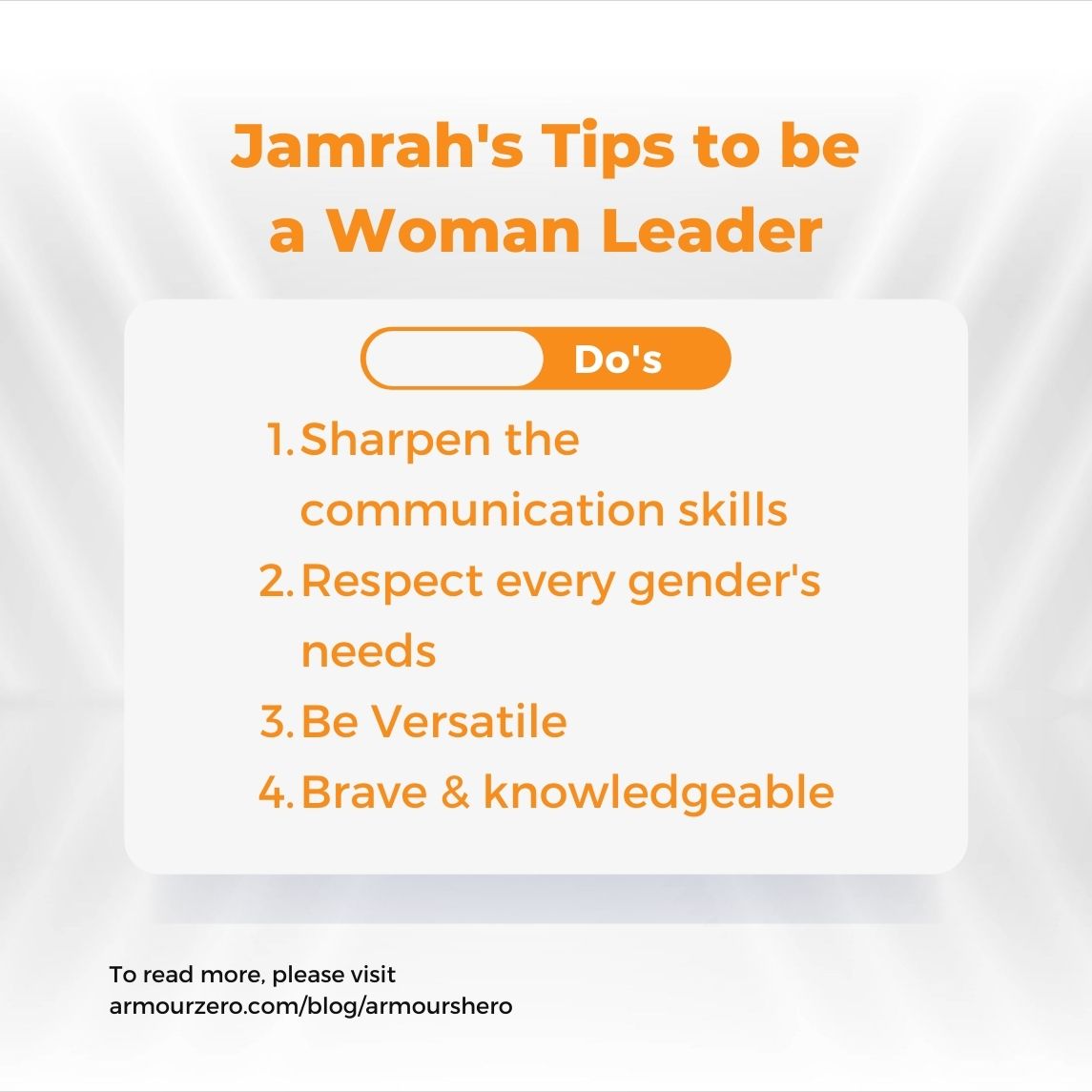 Jamrah Othman Tips for Woman Leader - ArmourZero