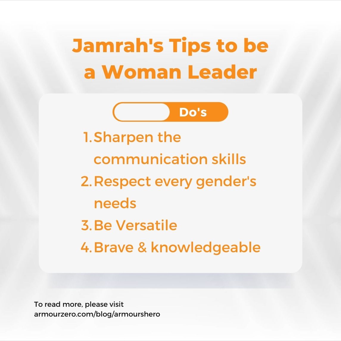 Jamrah Tips ArmourZero (2) Jamrah Othman Tips for Woman Leader - ArmourZero