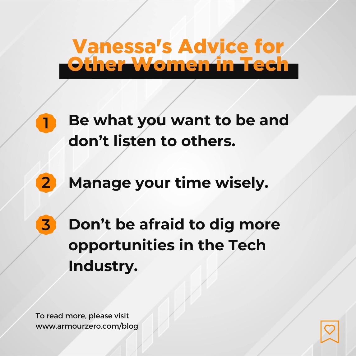 Vanessa Geraldine Advice for Women in Tech - ArmourZero