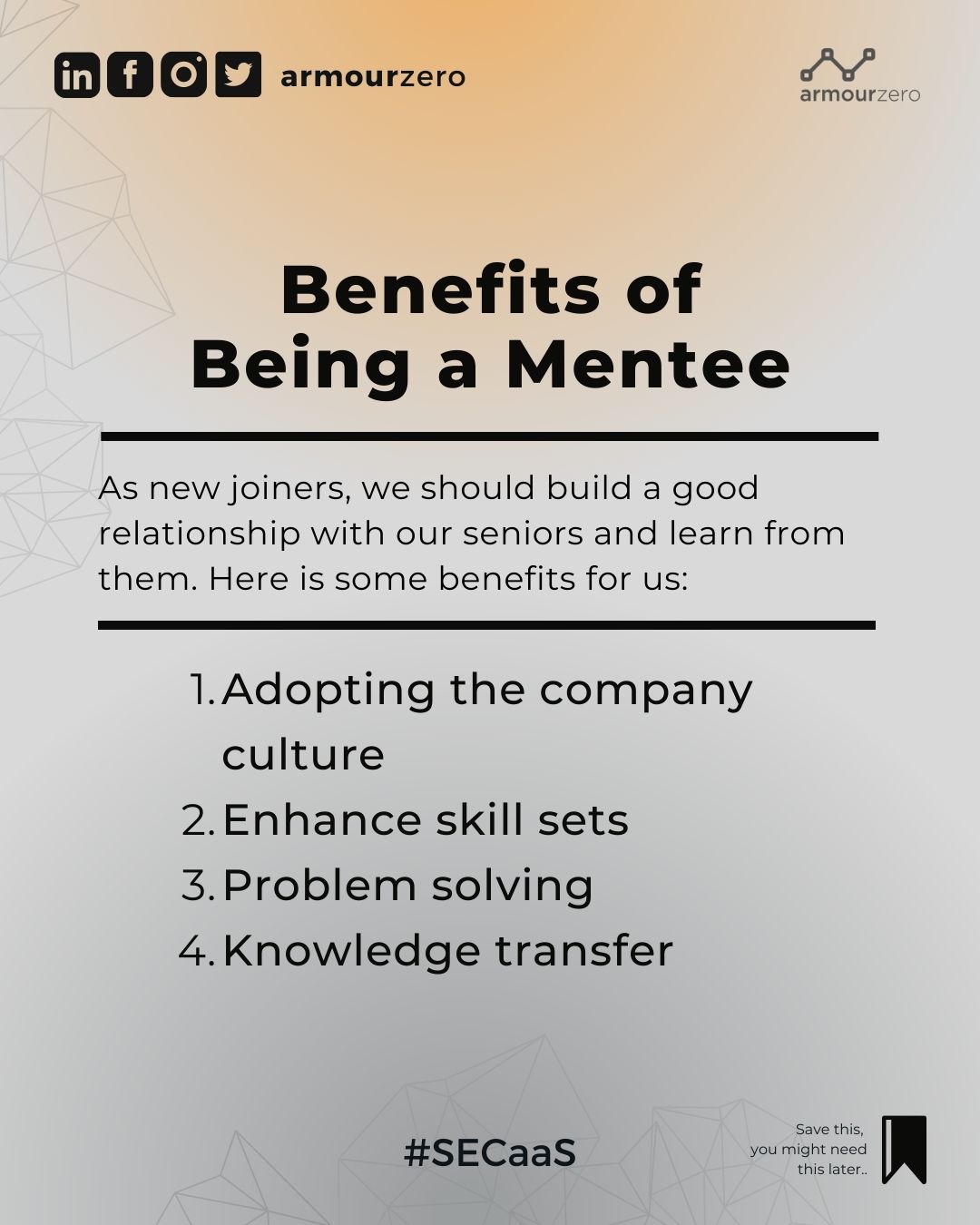 Benefits of being a mentee Benefits of Being a Mentee IT Mentoring