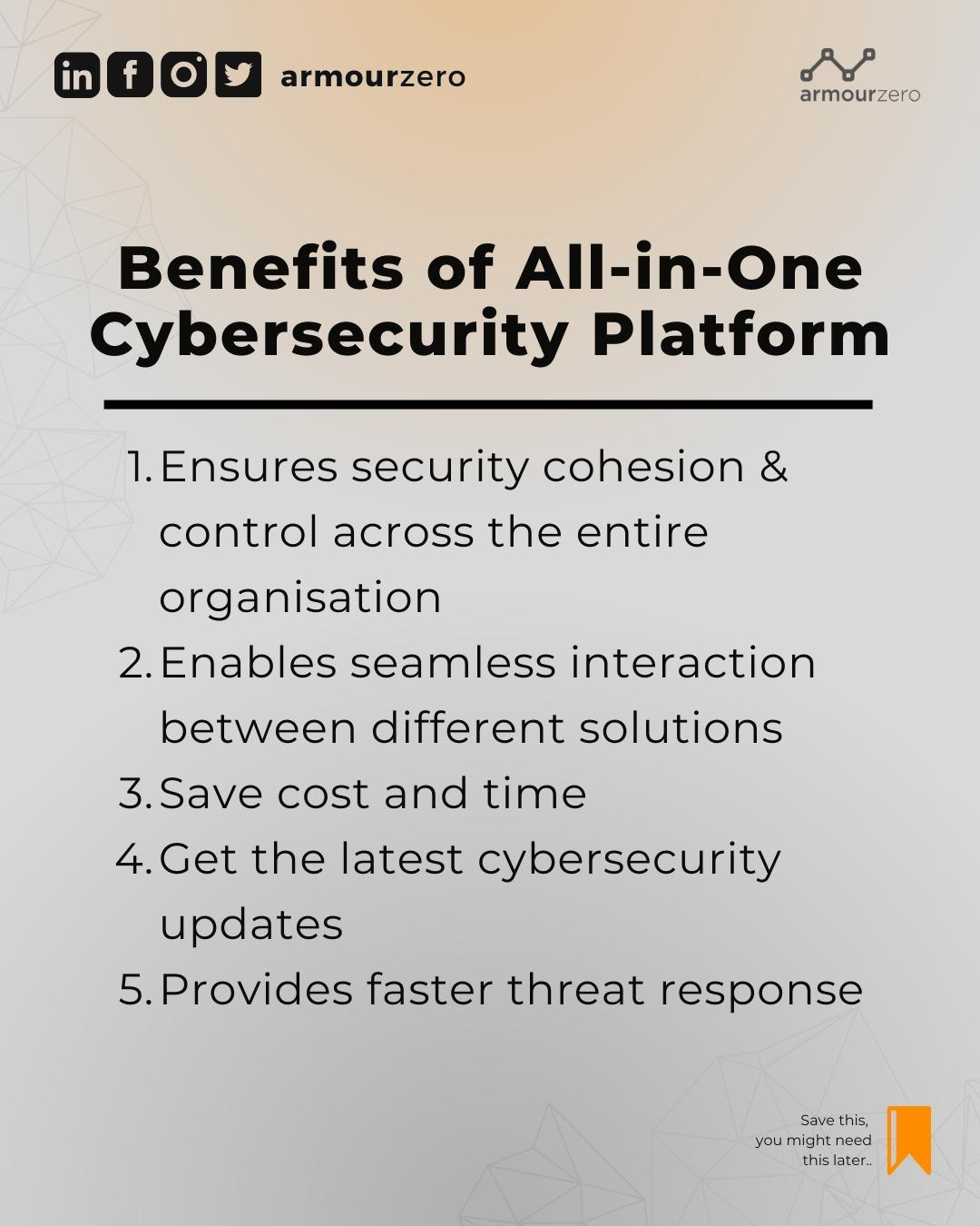 Benefits of all-in-one cybersecurity platform ArmourZero