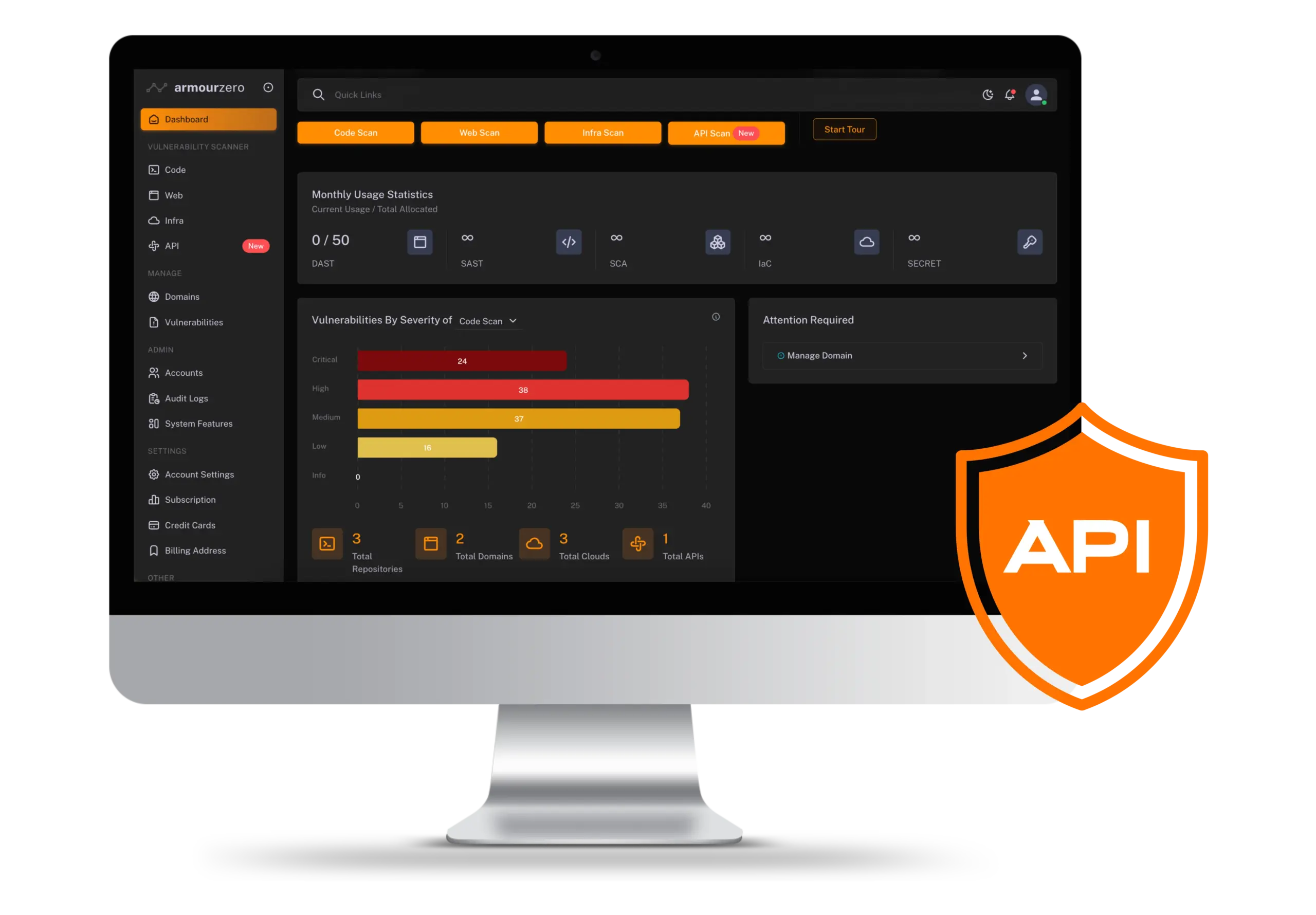 ArmourZero New Dashboard with API Security Scan ArmourZero New Dashboard with API Security Scan
